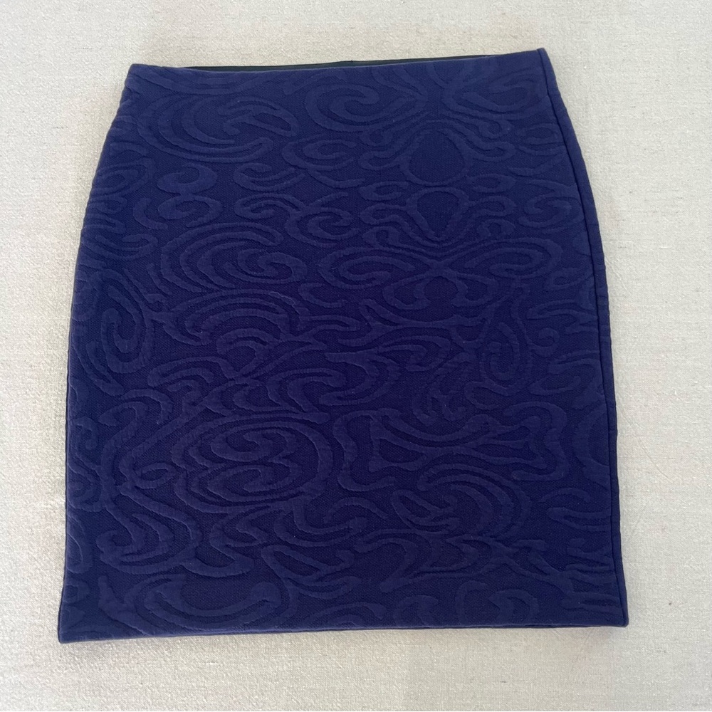 Ann Taylor Loft - Elegant Blue Textured Skirt - Size Small - stretchy